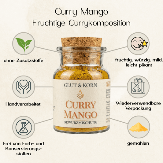 Curry Mango, als fruchtige Alternative zu normalem Curry, für herzhafte Speisen und Currys, Ritualmanufaktur