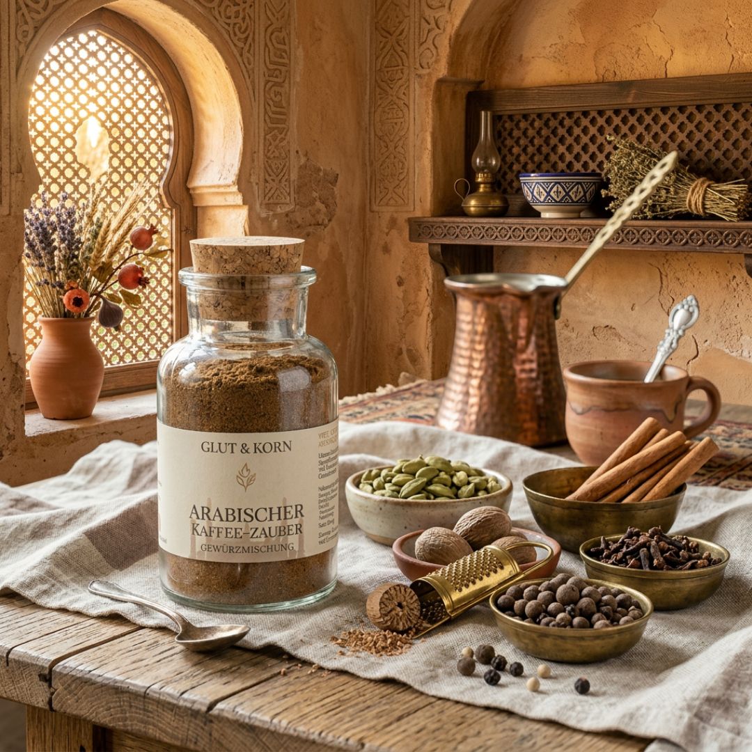 Arabischer Kaffee-Zauber Gewürzmischung für Kaffee, Ritualkakao, kakao, Tee und warme Speisen,  100g, Ritualmanufaktur Glut & Korn