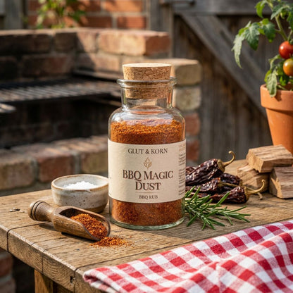 BBQ Magic Dust Rub Marinade, zum Würzen von Fleisch, Tofu, Fleischalternativen oder Gemüse, für einen BBQ-Geschmack und ein Grillerlebnis, 190g - Ritualmanufaktur.de Glut & Korn