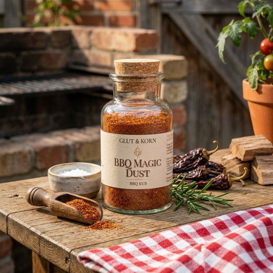 BBQ Magic Dust Rub Marinade, zum Würzen von Fleisch, Tofu, Fleischalternativen oder Gemüse, für einen BBQ-Geschmack und ein Grillerlebnis, 190g - Ritualmanufaktur.de Glut & Korn