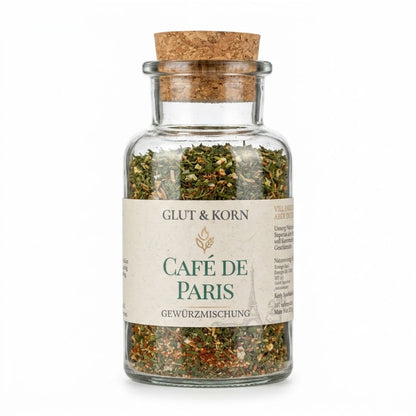 Nahaufnahme, Café de Paris klassische Gewürzmischung für Soßen und Dip und zum Verfeinern von Gemüse und Fleisch, 110g, Ritualmanufaktur Glut & Korn