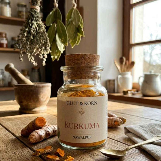 Kurkuma Pulver gemahlen zum Verfeinern von Speisen und Getränken 50g im Glas  Ritualmanufaktur.de