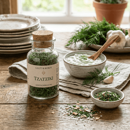 Tzatziki Gewürzmischung, für Tzatziki und herzhaft Dip, griechisch, Ritualmanufaktur, Glut & Korn